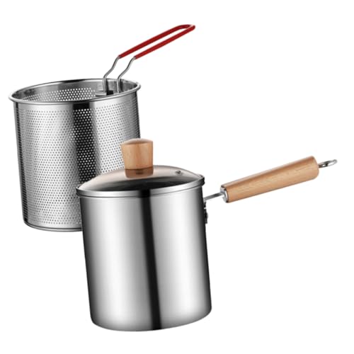 PEPLAYTAL Fritteusentopf mit Fassungsvermögen Ergonomischer Holzgriff Praktischem Frittierkorb Hitzebeständig für Haushaltsküche Energiesparend und Vielseitig Einsetzbar von PEPLAYTAL