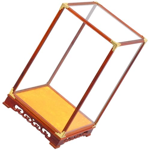 PEPLAYTAL Glas Vitrine Staubdichte Display Box aus Glas und Holz Multifunktionale Transparente Sammlungsbox für Buddha Figur und Kunsthandwerk Wohnzimmer Dekoration Geschenk von PEPLAYTAL