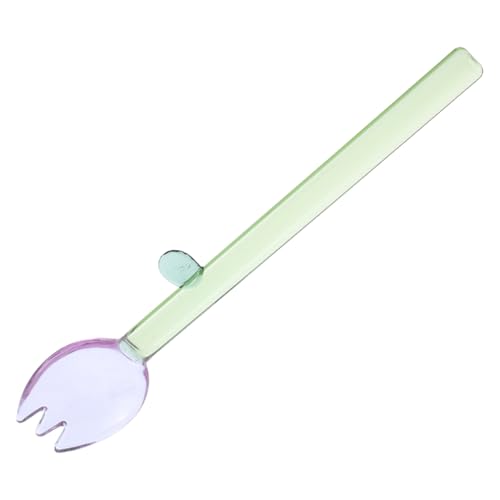 PEPLAYTAL Glaslöffel mit Langem Griff Dekorativer Blumen design Langlebig und Geruchsneutral Multifunktional für Kaffee Desserts Tee für Zuhause Blaues Wiederverwendbar von PEPLAYTAL