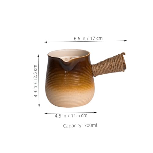PEPLAYTAL Großer Milch Teewärmer aus Grober Keramik mit Ausguss Stilvollem Farbverlauf Vielseitig als Milchpfanne und Butterwärmer Robust für Gasherd und Camping Geeignet von PEPLAYTAL