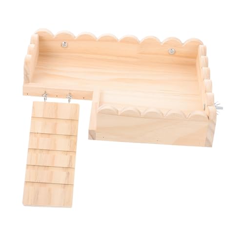 PEPLAYTAL Hamster Plattform aus Holz mit Leiter Stabiles Kleintier Hamster Meerschweinchen und Ratten Leicht zu Installieren Robustes Naturholz für Käfige als Kletter Ruheplatz von PEPLAYTAL