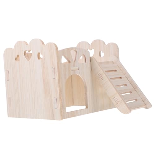 PEPLAYTAL Hamster Versteck Haus aus Natürlichem Holz Robustes Meerschweinchen Versteck für Ausruhen Multifunktionales Nagerhaus DIY Holzlabyrinth für Kleine Haustiere Geschenkidee von PEPLAYTAL