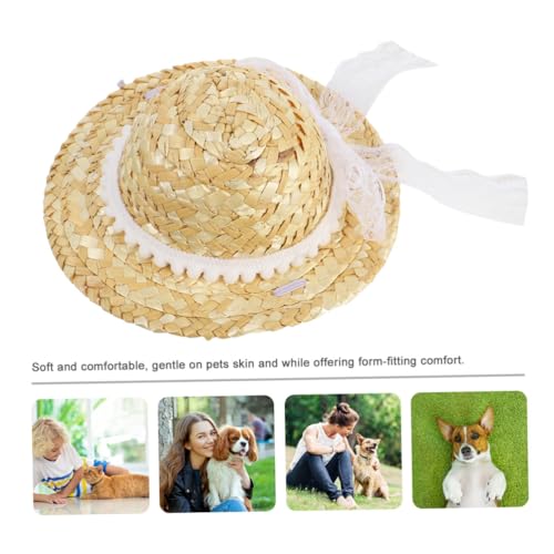 PEPLAYTAL Haustier Strohhut mit Dekorativem Bowknot Bezaubernde Kopfbedeckung für Katzen Hautfreundlich für Außenbereich Perfektes Accessoire von PEPLAYTAL
