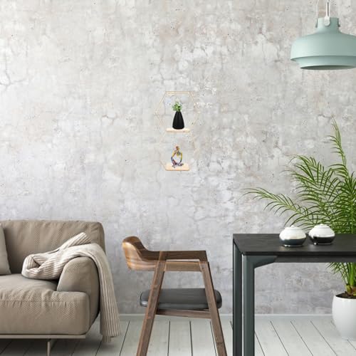 PEPLAYTAL Hexagon Wandregal Goldfarben Wanddekoration Wohnzimmer Schlafzimmer Badezimmer Schwebendes Regal mit Starker Tragfähigkeit Modernes Nordic Design PEPLAYTAL Hexagon Wandregal Goldfarben Wanddekoration Wohnzimmer Schlafzimmer Badezimmer Schwebendes Regal mit Starker Tragfähigkeit Modernes Nordic Design von PEPLAYTAL