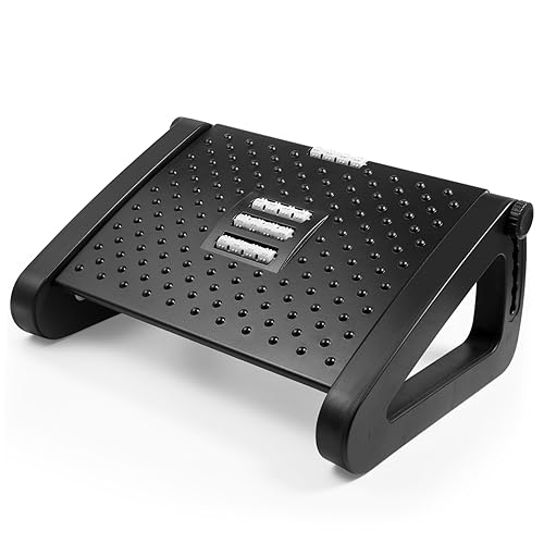 PEPLAYTAL Höhenverstellbare rutschfeste Fußstütze unter Schreibtisch aus Robustem Kunststoff und Ergonomische Fußbank für Büro Homeoffice und Zuhause zur Haltungskorrektur und Entspannung von PEPLAYTAL