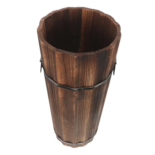 PEPLAYTAL Holz Regenschirmständer mit Abtropfschale Multifunktionaler Aufbewahrungseimer für Regenschirme Gehstöcke und Dekofächer Großes Fassungsvermögen für Zuhause von PEPLAYTAL