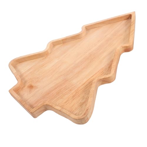 PEPLAYTAL Holz Servierplatte Weihnachtsbaumform Sicheres Glattes Holztablett für Snacks Nüsse und Obst Festliches Design für Weihnachtsfeier und Tischdekoration von PEPLAYTAL
