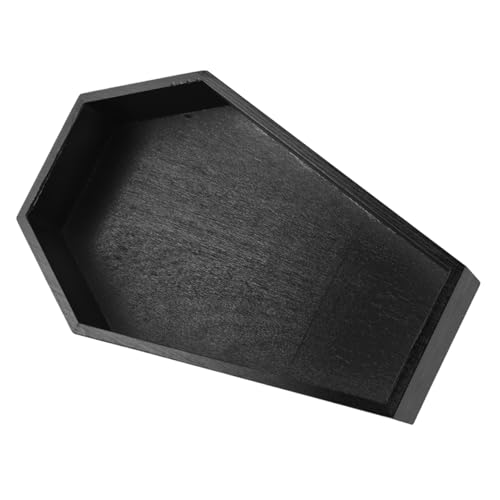 PEPLAYTAL Holz-sarg-tablett Gothic Serviertablett für Halloween Candy Snack Schmuck Deko aus Robustem Holz Stilvolles Gothic-Design Praktisches Sarg-tablett für Party und Alltag von PEPLAYTAL