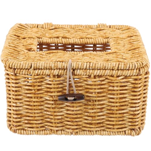 PEPLAYTAL Imitat Rattan Taschentücherbox Material Handgewebter Tissue Organizer Langlebige Leichte Kosmetiktücherbox für Schreibtisch Wohnzimmer und Büro Platzsparend PEPLAYTAL Imitat Rattan Taschentücherbox Material Handgewebter Tissue Organizer Langlebige Leichte Kosmetiktücherbox für Schreibtisch Wohnzimmer und Büro Platzsparend von PEPLAYTAL