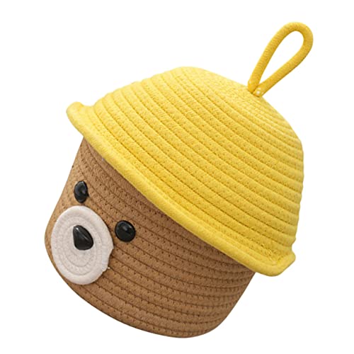 PEPLAYTAL Karton Bären Aufbewahrungskorb mit Deckel für Spielzeug Baumwollseilkorb Vielseitiger Schreibtisch Organizer für Kinderzimmer und Wohnzimmer von PEPLAYTAL