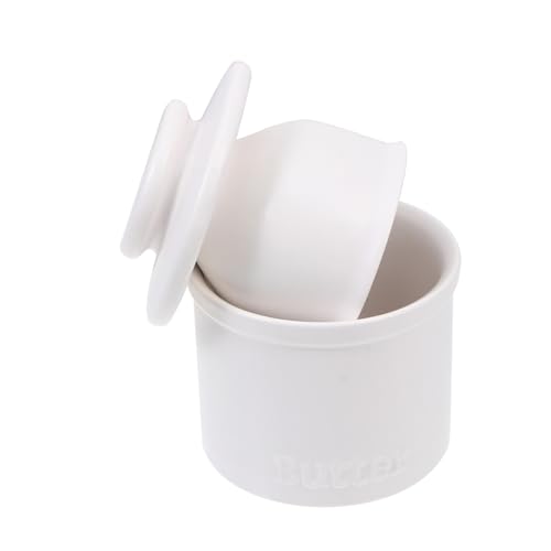 PEPLAYTAL Keramik Butterdose Frische Lebensmittelbehälter Käse Aufbewahrung Vorratsglas Kompakt Langlebig Glatt Oberfläche Leicht zu Reinigen Weiß von PEPLAYTAL