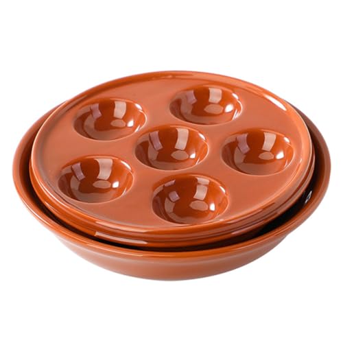 PEPLAYTAL Keramik Escargot Backform mit Löchern Hitzebeständige Schneckenplatte aus Porzellan Stapelbar Spülmaschinenfest Mikrowellengeeignet Servierteller für Zuhause und Restaurant von PEPLAYTAL