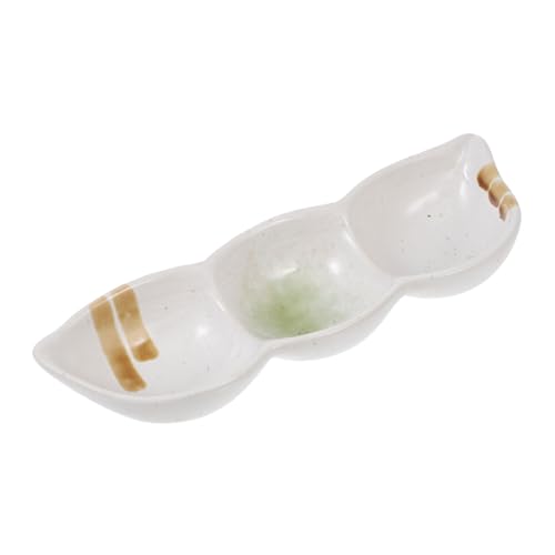 PEPLAYTAL Keramik Gewürzschale mit Fächern Vintage Snackteller in Grün Stabiles Design für Dip Saucen und Beilagen Dekorative Servierplatte für Haushalt und Küche von PEPLAYTAL