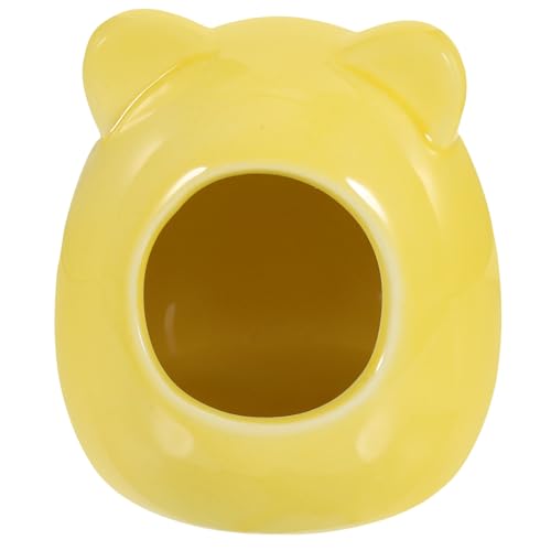 PEPLAYTAL Keramik Hamsterversteck Klein Gelb Dwarf Hamster Schlafhöhle aus Keramik Kühles Versteck für Hamster und Kleintiere Robustes Haustiernest für Mäuse Rennmäuse und Gerbils von PEPLAYTAL