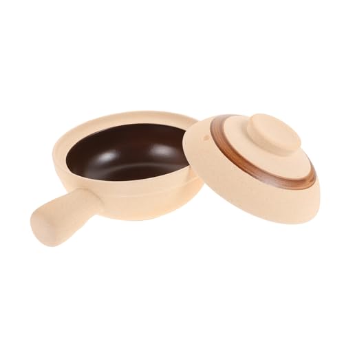 PEPLAYTAL Kleiner Kasserol Suppentopf mit Deckel Einhändig Keramischer Kochtopf für Suppen Reis und Eintöpfe zu Reinigen und Handlich Portion Küchenutensil von PEPLAYTAL