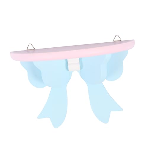 PEPLAYTAL Kleines Wandregal mit Schleifen Design Holzaufbewahrung Langlebig und Belastbar Hängendes Dekor für Mädchenzimmer in Rosa und Blau Praktisches Aufbewahrungsregal für Zuhause von PEPLAYTAL