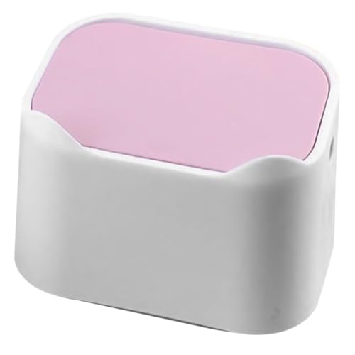 PEPLAYTAL Kompakter Tisch mülleimer mit Flip deckel Kleiner Kunststoff abfalleimer mit Geruchsschutz für Büro Schlafzimmer und Kinderzimmer Platzsparender Mini Waste Bucket Rosa von PEPLAYTAL
