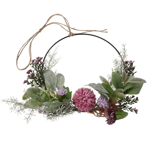 PEPLAYTAL Künstlicher Blumenkranz Metallring mit Magnolienblüten und Blättern Wetterfeste Türdekoration für Haus Fenster Wand Nordischer Stil Frühling Wohnliche Hängedekoration von PEPLAYTAL