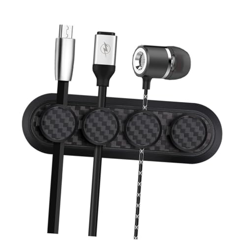 PEPLAYTAL Magnetischer Kabelorganizer mit Carbon Fiber Langlebiger Kabelhalter für USB und Ladekabel Selbstklebend Vielseitig Einsetzbar für Schreibtisch Auto und Büro Kabelmanagement von PEPLAYTAL