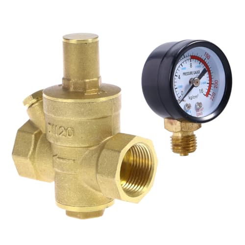 PEPLAYTAL Messing Wasser druckminderer mit Manometer Einstellbarer Wasserdruckregler für Hauswasser Stabilisiert Wasserfluss Geeignet für Wasserfilter Gasheizungen und erneuerbare PEPLAYTAL Messing Wasser druckminderer mit Manometer Einstellbarer Wasserdruckregler für Hauswasser Stabilisiert Wasserfluss Geeignet für Wasserfilter Gasheizungen und erneuerbare von PEPLAYTAL