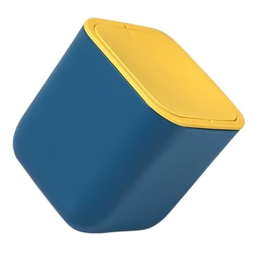 PEPLAYTAL Mini Kunststoff Mülleimer mit Deckel Kompakter Desktop Abfalleimer für Büro Auto und Küche Leichter Papierkorb für Kleine Räume Praktischer Tischabfallbehälter für Müll und von PEPLAYTAL