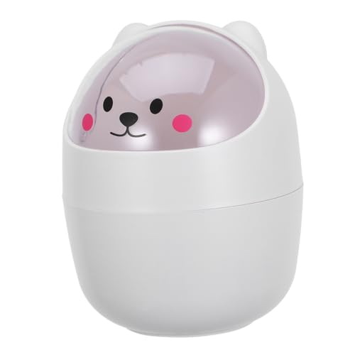 PEPLAYTAL Mini Mülleimer mit Schüttel Deckel Platzsparender Leichter Kunststoff Tisch Abfalleimer für Büro Kinderzimmer Schlafzimmer Multifunktionaler Niedlicher Abfallbehälter von PEPLAYTAL