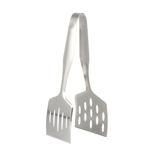 PEPLAYTAL Multifunktionale Edelstahl Zange für Lebensmittel mit Doppeltem Siebdesign Fettabflussoptimiert Sicherer Griff Kompakt für Grill Braten und Servieren von Fisch und Steak von PEPLAYTAL