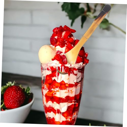 PEPLAYTAL Natürlicher Hornlöffel mit Bambusgriff Kleiner Multifunktionaler Servierlöffel für Kaviar Dessert Brei Glatte Oberfläche Leicht Langlebig für Küche Restaurant Buffet von PEPLAYTAL