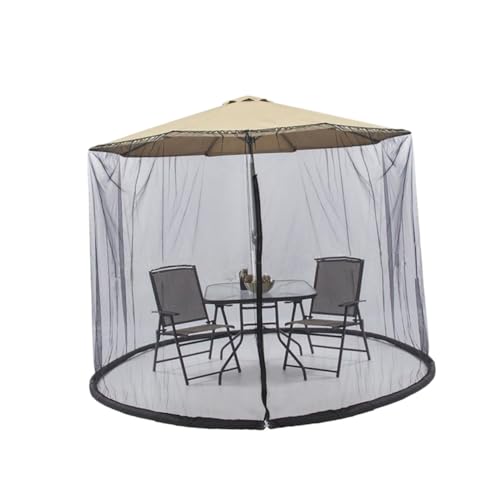 PEPLAYTAL Patio Sonnenschirm mit Moskitonetz Insektenschutznetz mit Reißverschluss Uv-schutz Sonnenschirmabdeckung für Garten Terrasse Outdoor Schwarz Installieren und Faltbar von PEPLAYTAL