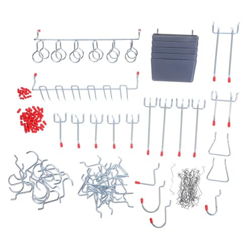 PEPLAYTAL Robuste Pegboard Haken Teilig Metall Werkzeughalter mit Verstellbaren Langen Haken und Kunststoff Aufbewahrungsboxen für Garage Werkstatt Vielseitige Aufbewahrung von PEPLAYTAL