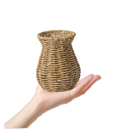 PEPLAYTAL Rustikale Handgewebte Vase aus Kunststoffbeschichtetem Rattan Dekorativer Blumenhalter für Getrocknete oder Künstliche Blumen Elegantes Landhausstil dekoobjekt für Wohnzimmer und PEPLAYTAL Rustikale Handgewebte Vase aus Kunststoffbeschichtetem Rattan Dekorativer Blumenhalter für Getrocknete oder Künstliche Blumen Elegantes Landhausstil dekoobjekt für Wohnzimmer und von PEPLAYTAL