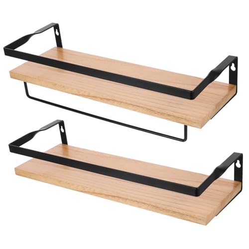 PEPLAYTAL Rustikales Holz Wandregal mit Handtuchhalter Schwebendes Wandmontage Badezimmerregal Stabiles Kleines Schlafzimmerregal aus Kirschholz Langlebiger Wandorganizer für Kosmetik und von PEPLAYTAL