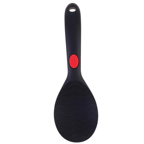 PEPLAYTAL Silikon Reislöffel Küchenutensil Schwarz Bpa frei Antihaft Kochlöffel mit Rutschfestem Griff Haushaltstischgeschirr für Beschichtete Töpfe und Pfannen Leicht und Ergonomisch von PEPLAYTAL