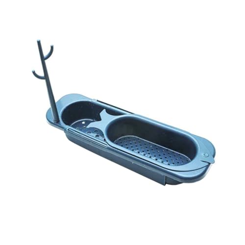 PEPLAYTAL Spülbecken Organizer Kunststoff Ablage mit Abflusslöchern Spüle Ablagekorb für Schwämme Seife Bürsten Robustes Waschbecken Regal zur Sauberen Küchenaufbewahrung Blau von PEPLAYTAL