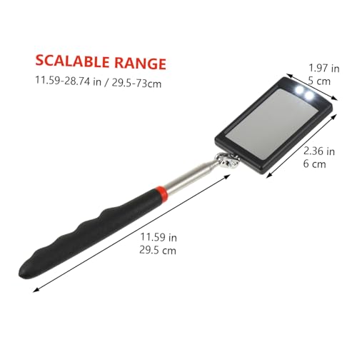 PEPLAYTAL Teleskop inspektionsspiegel mit LED Beleuchtung Flexibler Quadratischer Spiegel Ergonomischer Griff für Einfache Fahrzeugkontrolle zum Auffinden Kleiner Metallteile in Engen von PEPLAYTAL