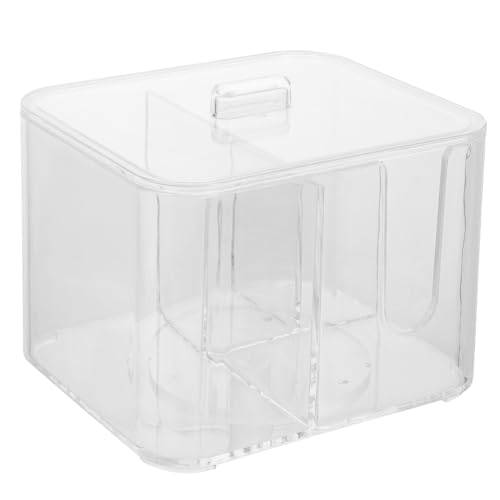 PEPLAYTAL Transparente Baumwollstäbchen Aufbewahrungsbox mit Deckel Vielseitiger Kosmetik Organizer Staubdicht und Ordentlich für Bad und Schminktisch zu Hause von PEPLAYTAL