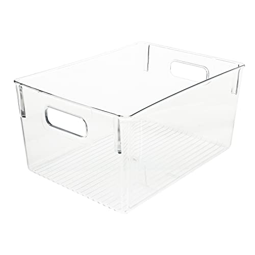 PEPLAYTAL Transparente Book Organizer Aufbewahrungsbox aus Robustem Kunststoff Stapelbar und Praktisch für Zeichnungen und Dokumente für Zuhause und Schule mit Tragegriff von PEPLAYTAL