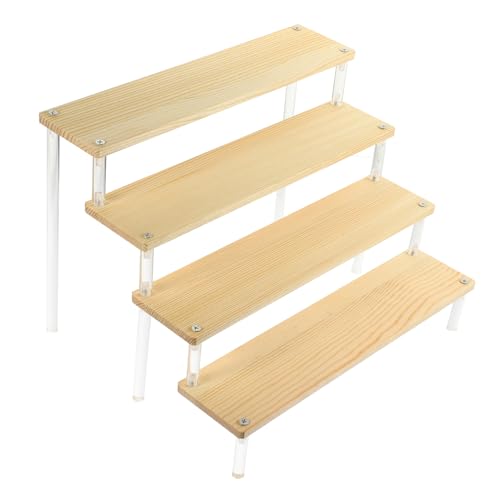 PEPLAYTAL Transparenter Acryl Displayständer Stufig Breit Stabiles Organizer Regal für Figuren Kosmetik Süßigkeiten und Dekoration Eleganter Präsentationsständer für Desktop und Sammlungen von PEPLAYTAL