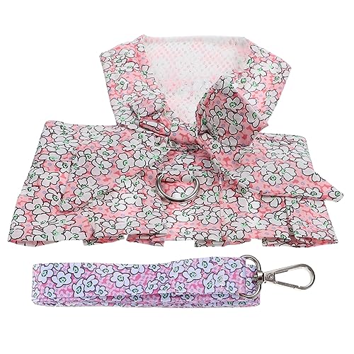 PEPLAYTAL Verstellbares Hundegeschirr Set mit Blumenmuster Robuster Rutschfester Leine Strapazierfähigem Material Sicher für Welpen für Training und Joggen von PEPLAYTAL