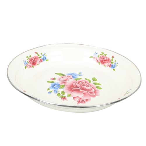 PEPLAYTAL Vintage Emaille Servierteller Dickwandig Multifunktional für Snacks Obst und Tee Elegantes Design für Küche Esszimmer und Partys Robust und Spülmaschinengeeignet von PEPLAYTAL