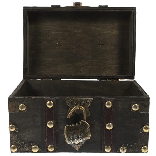 PEPLAYTAL Vintage Holz Schmuckkästchen mit Schloss Kleine Graue Aufbewahrungsbox für Halsketten und Ohrringe Robuste Retro Schmuckbox zur Sicheren und Stilvollen Aufbewahrung Praktisches von PEPLAYTAL
