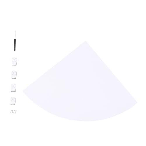 PEPLAYTAL Wand Eckregal Dreieckiges Weißes Fan Form Wandregal mit Radius Platzsparendes Wandmontiertes Eckaufbewahrungsregal für Küche Bad Schlafzimmer und Büro zur Vielseitigen Aufbewahrung von PEPLAYTAL