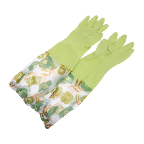 PEPLAYTAL Wasserdichte Wiederverwendbare Langärmelige Spülhandschuhe aus Grünem Strapazierfähigem Material für Haushalt Gartenarbeit und Vielseitige Reinigung Extra Schutz für Handgelenke von PEPLAYTAL