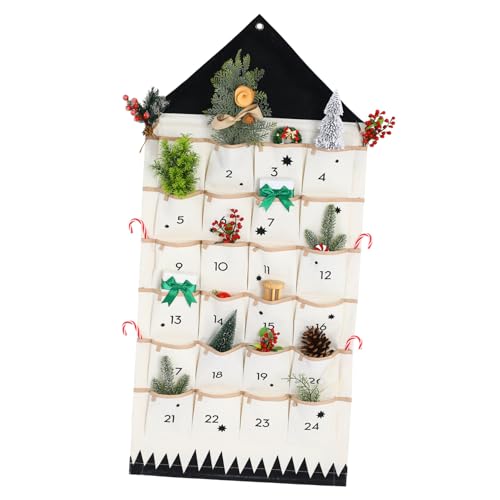 PEPLAYTAL Weihnachtlicher Adventskalender aus Baumwolle Wandbehang Aufbewahrungstasche Waschbar Atmungsaktiv Wasserabweisend Multifunktional zum Befüllen und Aufhängen an Tür Wand Fenster von PEPLAYTAL