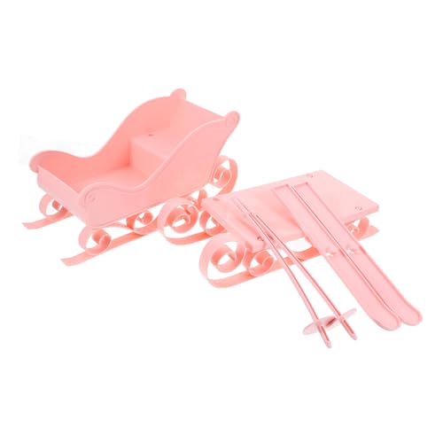 PEPLAYTAL Weihnachtsschlitten Mini-Schlitten-Ornament Schlittenverzierung Tischschlitten Desktop-Ornament Schlittenautoteil Desktop-schlittenmodell Schlittenspielzeug Plastik Rosa von PEPLAYTAL