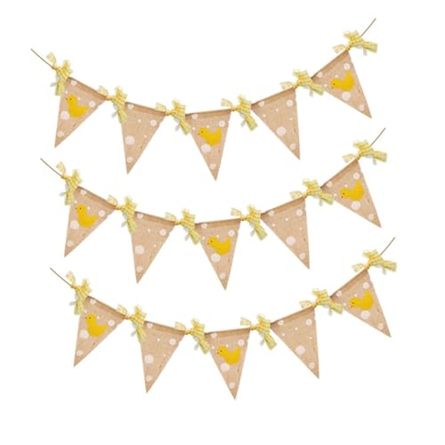 PEPLAYTAL Wimpelkette mit Kleinem Gelbem Enten Langlebige Partyflagge für Kindergeburtstag Kindergarten Dekoration Wiederverwendbares Baumwoll Banner für Fröhliche Feiern von PEPLAYTAL