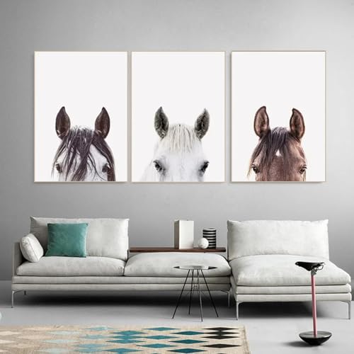 Drei Kunst Poster, abstrakte Hintergrund Gemälde für Wohnzimmer, Esszimmer und Schlafzimmer mit Pferden in verschiedenen Farben, Leinwandmaterial, ungerahmt (80 * 120cm) von PEPNGKM
