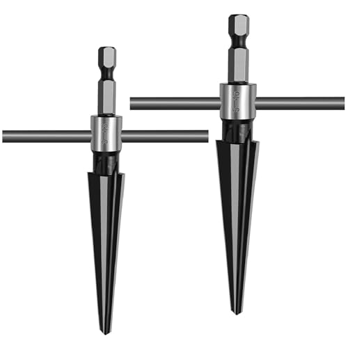 Kegelreibahle mit T-Griff, 6 geriffelte Fasen, Reiben für Gitarre, Steg, Stift, Stift, konische Reibahlen, Holzarbeiter-Werkzeug, umgekehrt, 2 Stück von PEPWE
