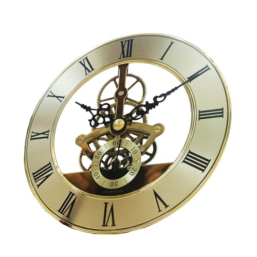 PEPWE Metall-Zifferblatt mit goldenem Rand, 126 mm, Getriebe-Skelett, leises Quarz-Uhrwerk für stilvolle Innendekorationen, Vintage-Uhrwerk PEPWE Metall-Zifferblatt mit goldenem Rand, 126 mm, Getriebe-Skelett, leises Quarz-Uhrwerk für stilvolle Innendekorationen, Vintage-Uhrwerk von PEPWE