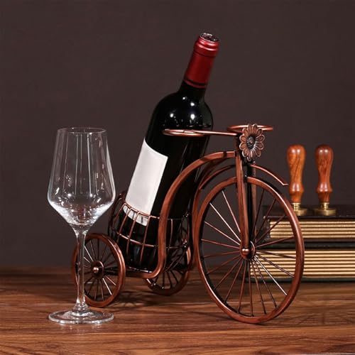 PEPWE Weinregal im europäischen Stil für kreative große dreirädrige Auto-Form, Eisen-Weinregal, Retro, Heimland, für kreative O einzelne Weinflaschenhalter von PEPWE
